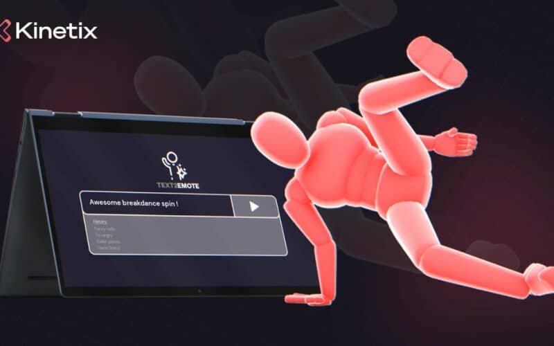 kinetix text2emote interface with in-app image.