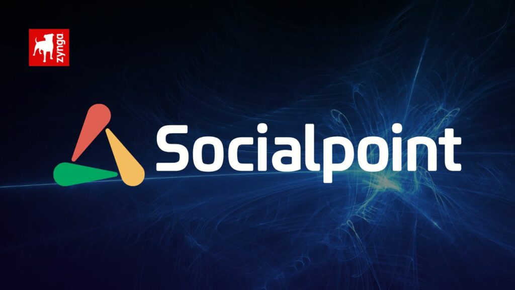 zynga and socialpoint logos over dark background.