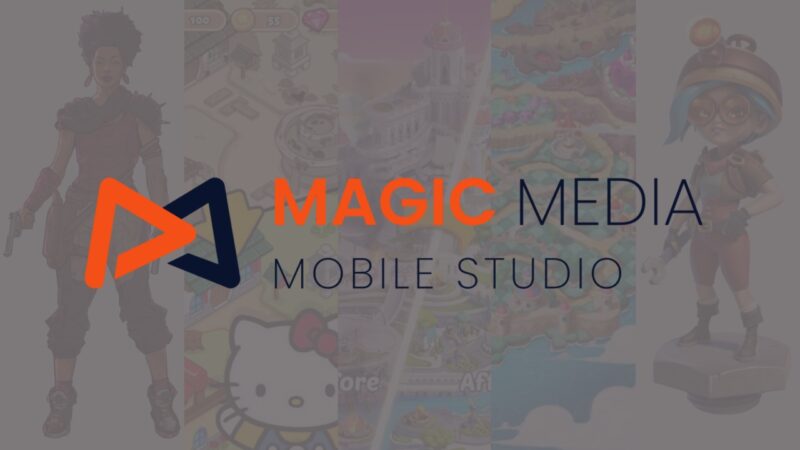 magic media logo over game screenshots
