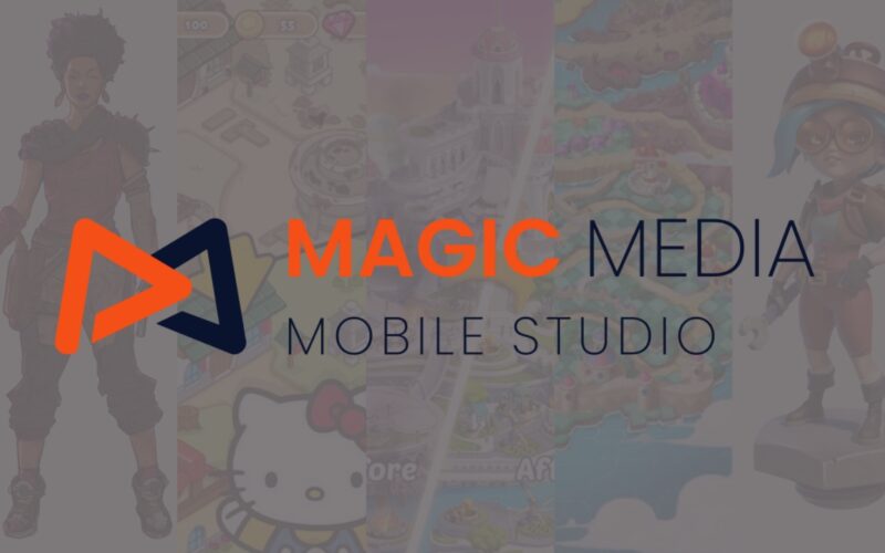 magic media logo over game screenshots