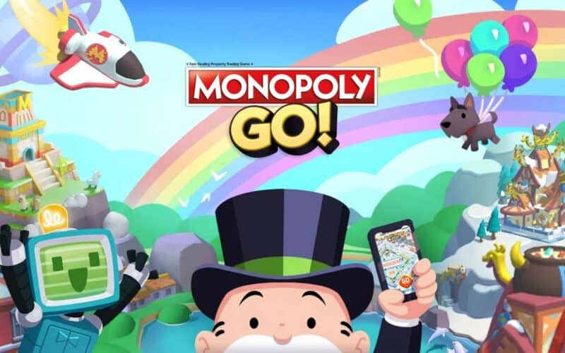 New mobile game Monopoly GO! screenshot with Mr. Monopoly in the middle.