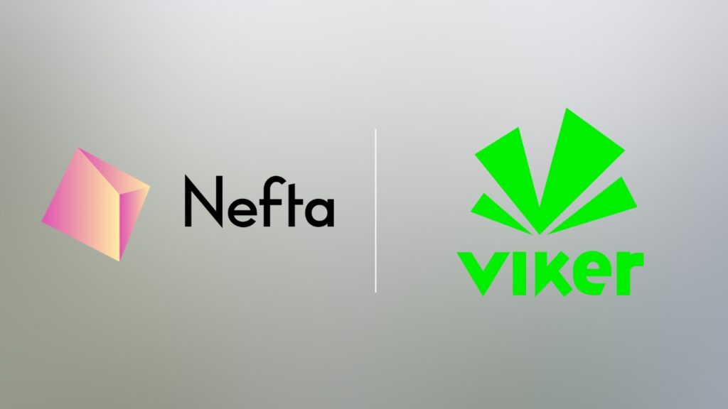 nefta and viker logos over grey background