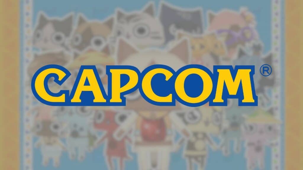 monster hunter puzzle felines behind capcom logo.