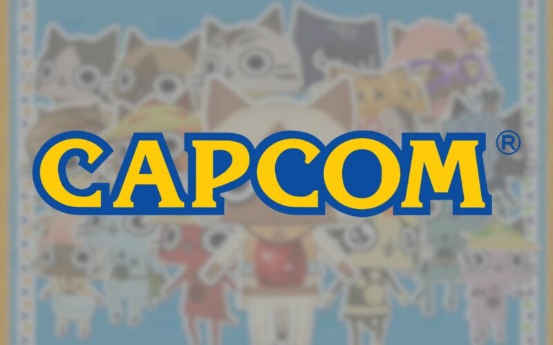 monster hunter puzzle felines behind capcom logo.