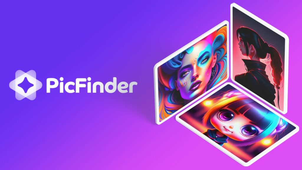 picfinder ai image creation startup logo with smarphones.