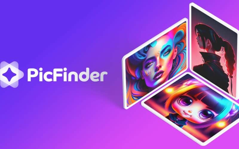 picfinder ai image creation startup logo with smarphones.