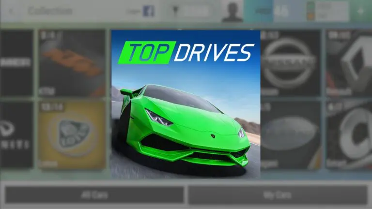 top drives' cover image over in-game menu screenshot.