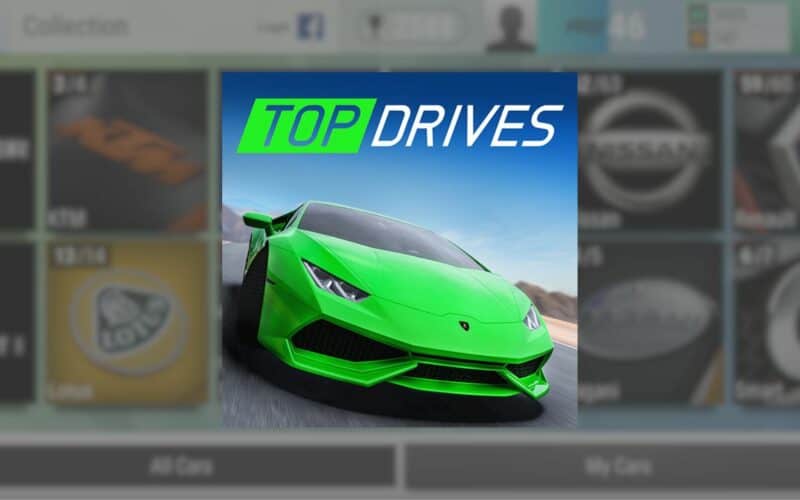 top drives' cover image over in-game menu screenshot.