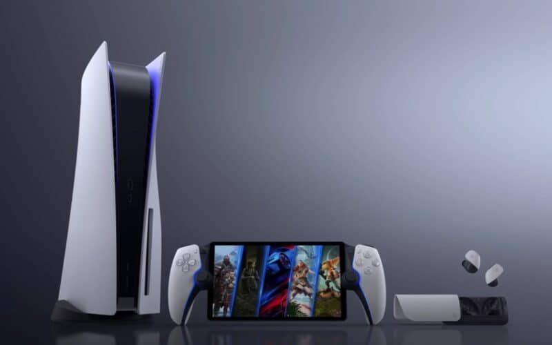 sony's new device internally dubbed project q over a dark background.