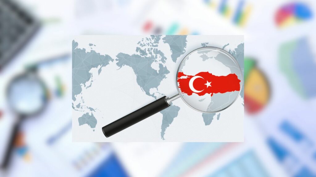 map of turkiye under a magnifier.