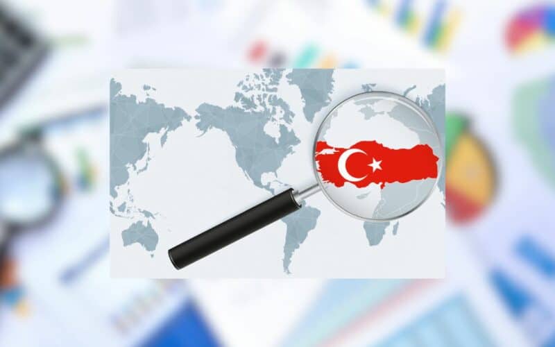 map of turkiye under a magnifier.