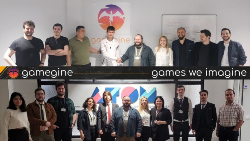 gamegine ekibi ve yatırımcıları Yüksel Eren Saray'ın birlikte fotoğrafı.