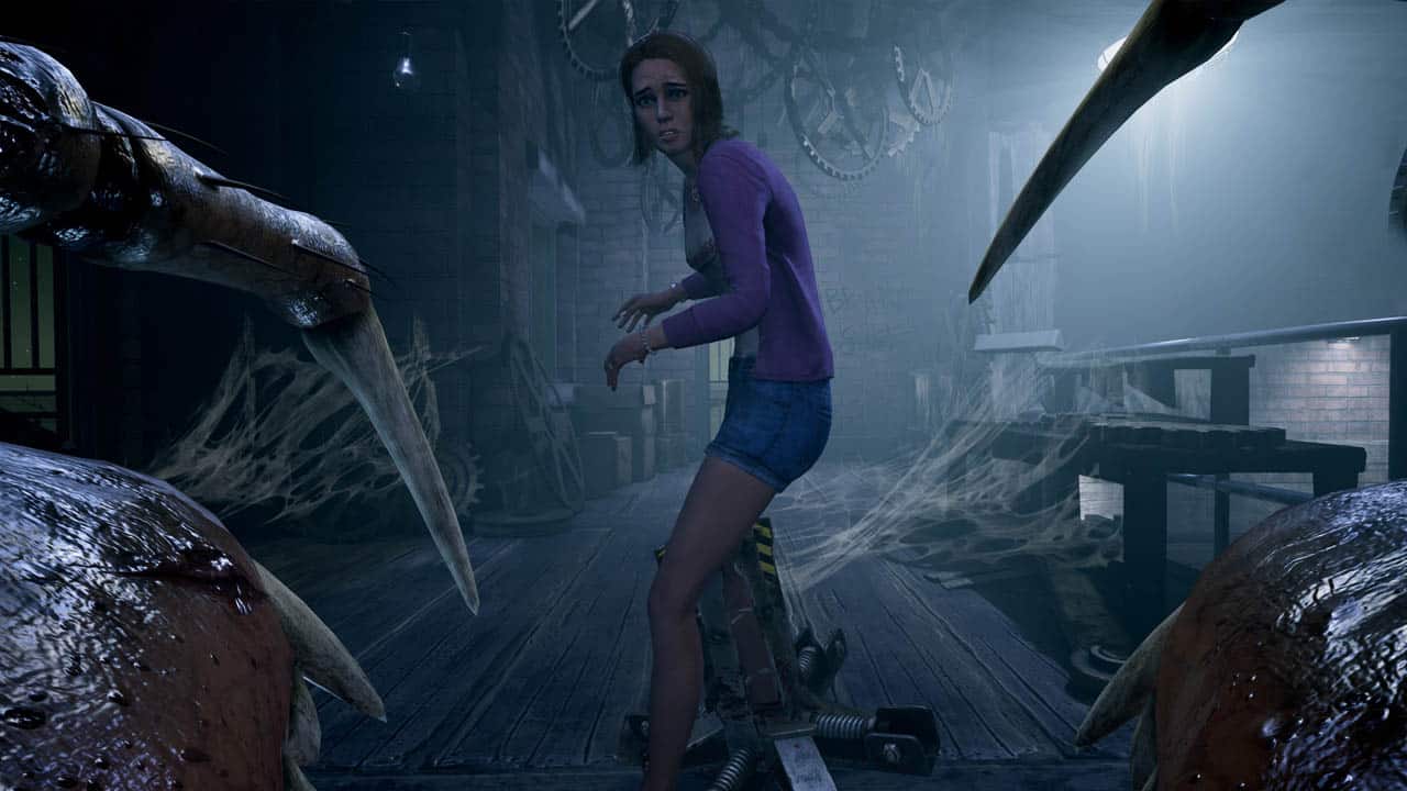 high school girl from horror game last year is being attacked by a giant spider.
