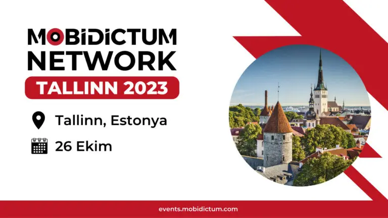 estonya'nın başkenti tallinn görüntüleri içeren mobidictum tallinn 2023 etkinliği afiş görseli.