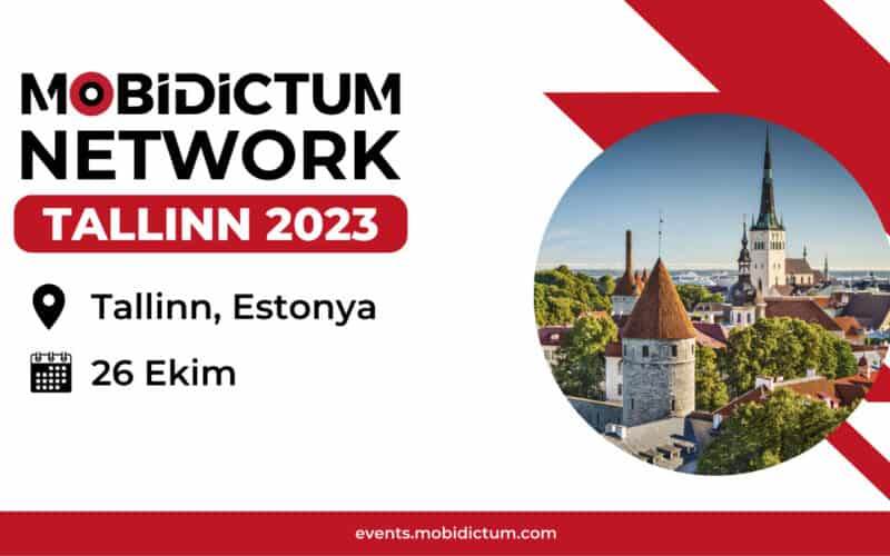 estonya'nın başkenti tallinn görüntüleri içeren mobidictum tallinn 2023 etkinliği afiş görseli.