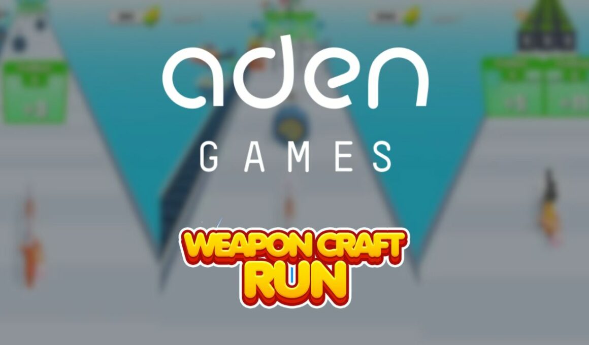 aden games logo and weapons craft run header typography over in-game images.