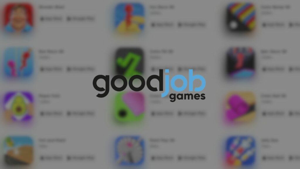 good job games logo over thumbnails of its hyper-casual games.