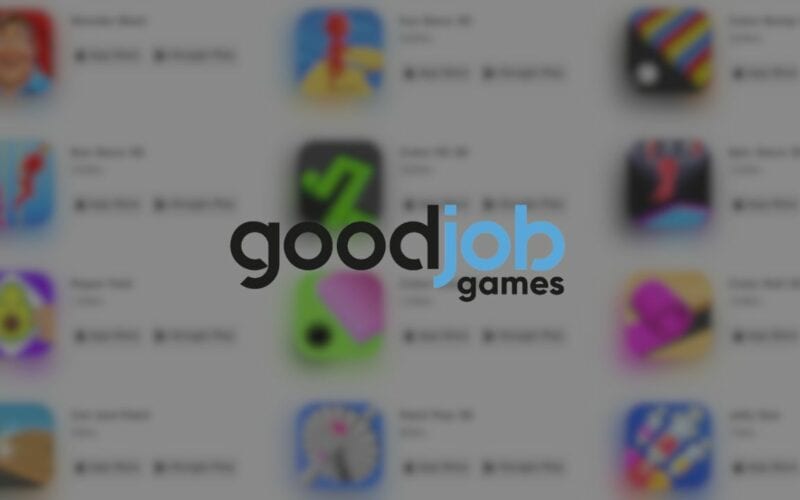good job games logo over thumbnails of its hyper-casual games.