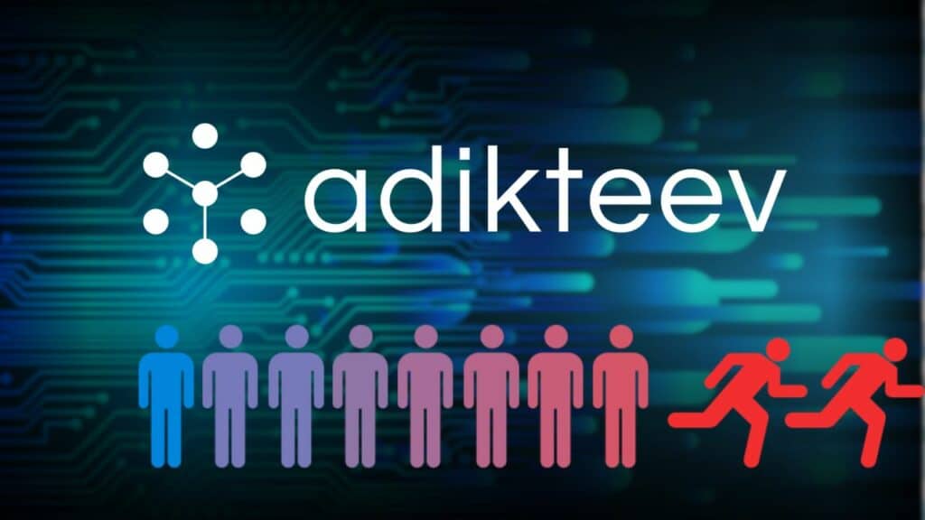 adicteev logo ove tech-themed background.