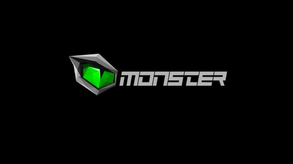 siyah art alan üzerinde monster notebook logosu.