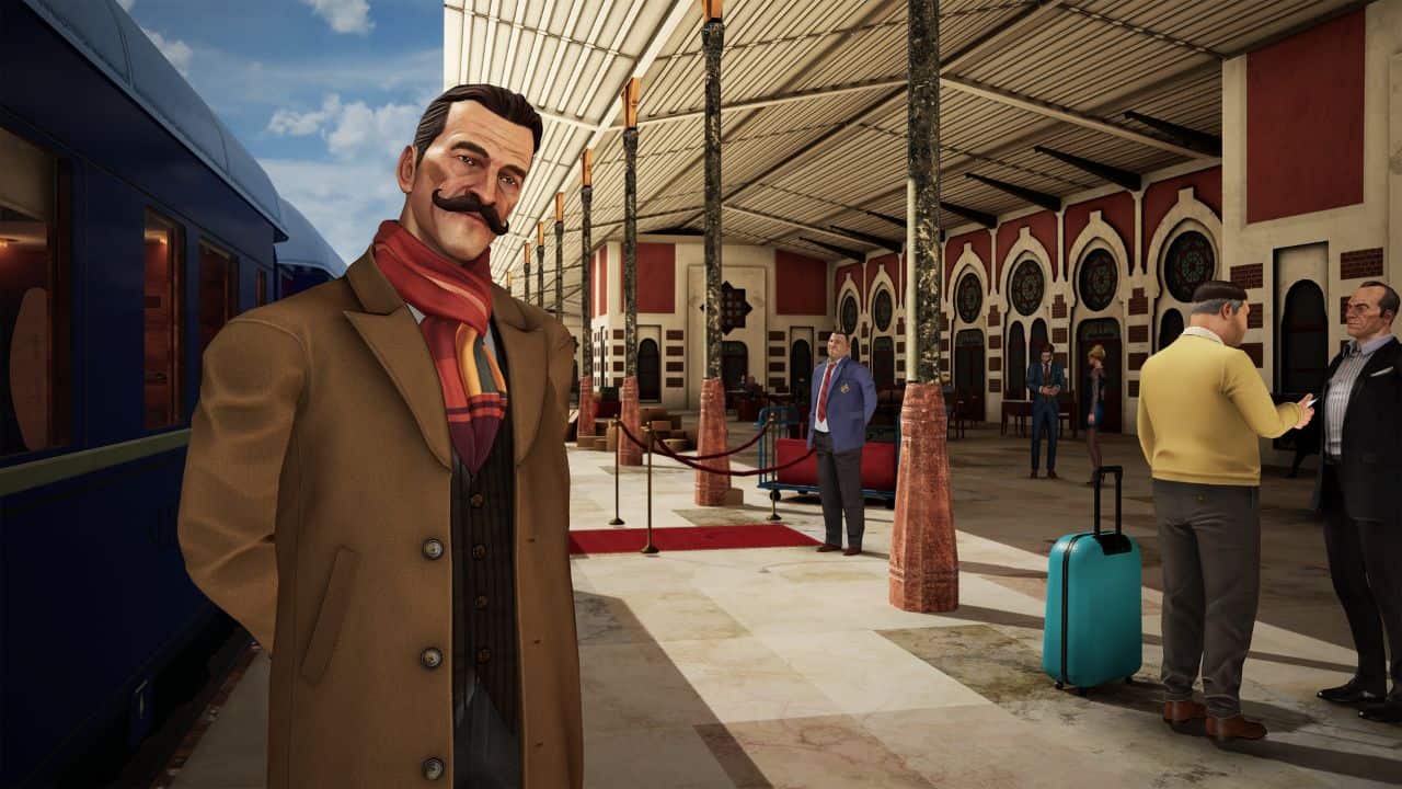 hercula pairot waiting for the orient express on the train platform.