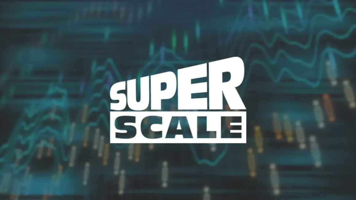 superscale logo over graphs.