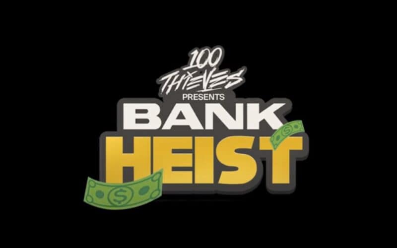 100 thieves and bank heist game logos.