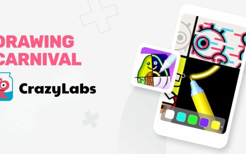 crazylabs logo with in-game images from drawing carnival.