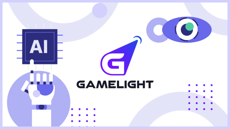 gamelight's logo over robotic-themed stock images.