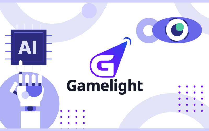 gamelight's logo over robotic-themed stock images.