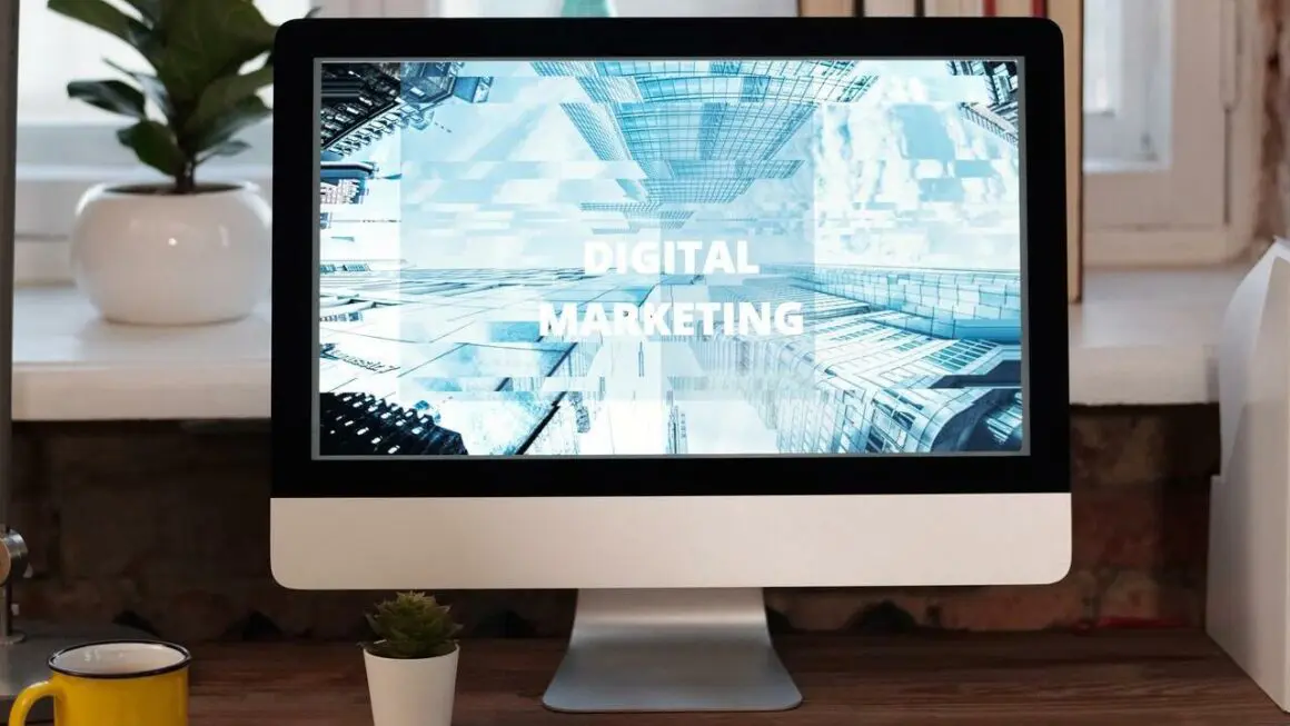 pc monitor with digital marketing writing on the screen