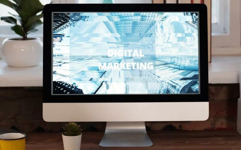 pc monitor with digital marketing writing on the screen