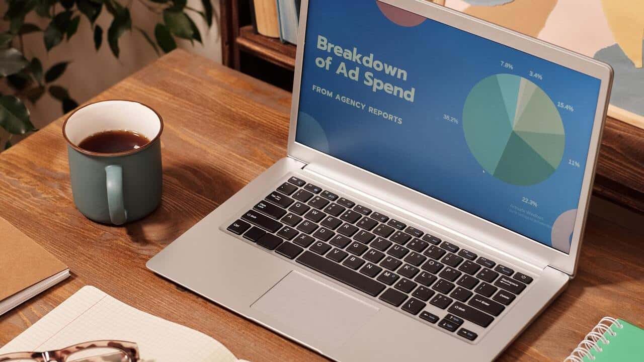 macbook screen with a pie chart