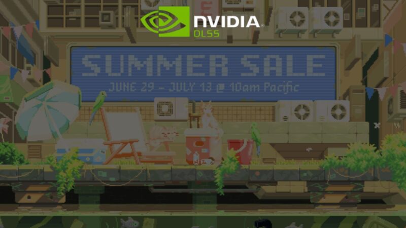 nvidia dlss logo over steam summer sale title screen.