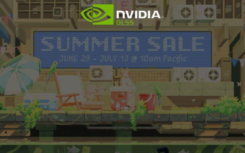 nvidia dlss logo over steam summer sale title screen.