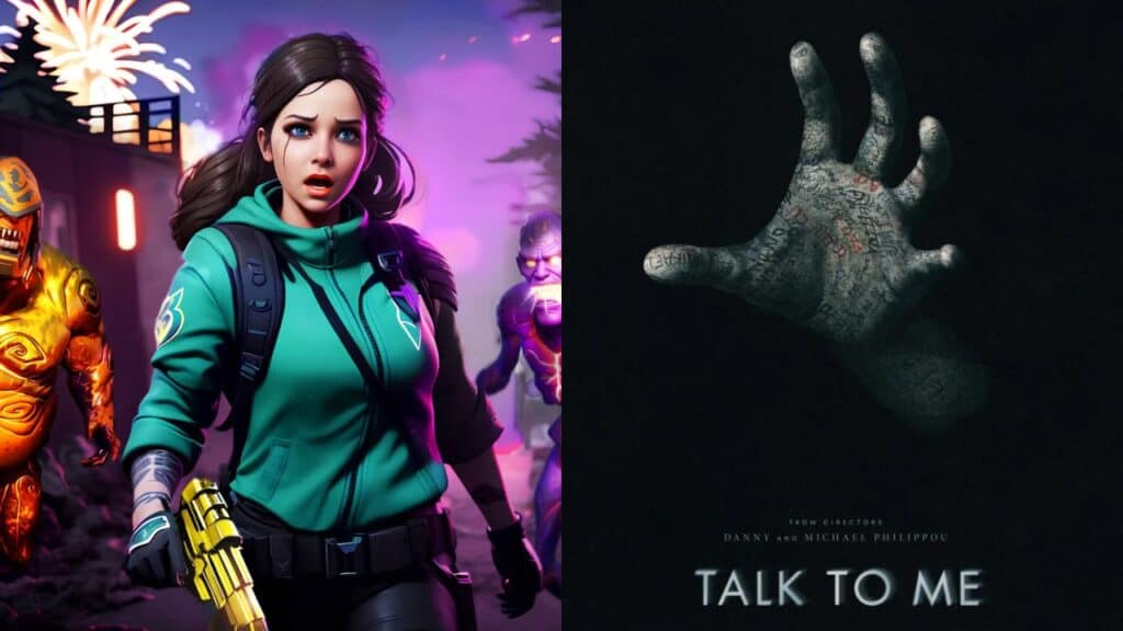 talk to me movie and deadpinez: zombie survival banners side by side.