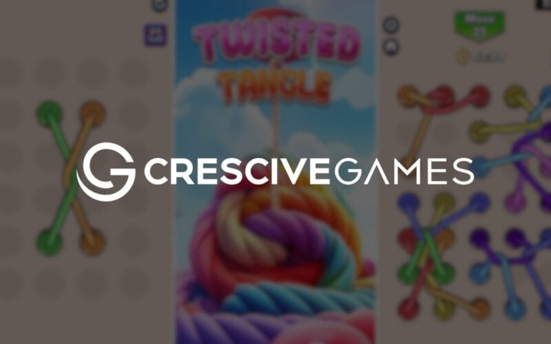 crescive games logo over in-game image of twisted tangles.