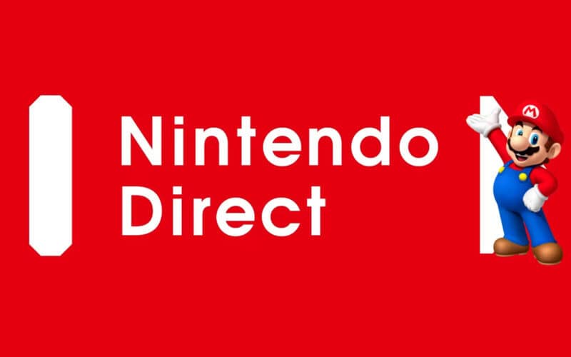 Nintendo Direct logo with Mario.