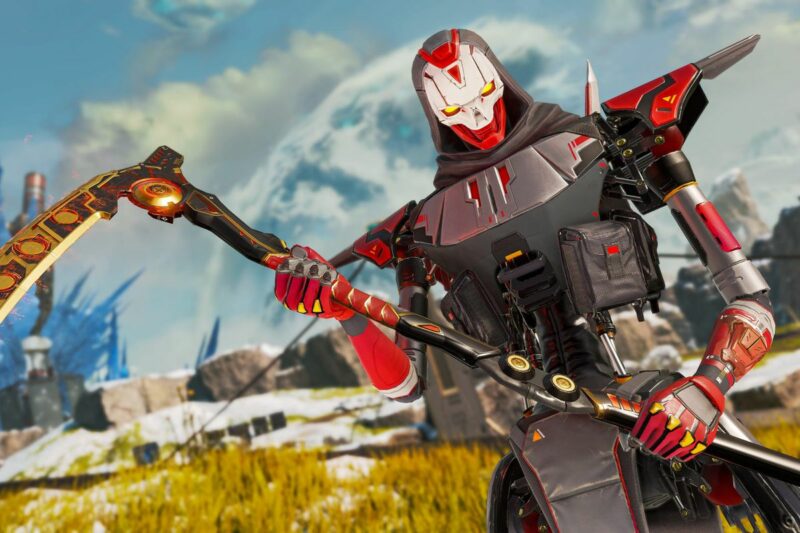 Apex legends' new legend Revenant, a skull masked robot holding a scythe
