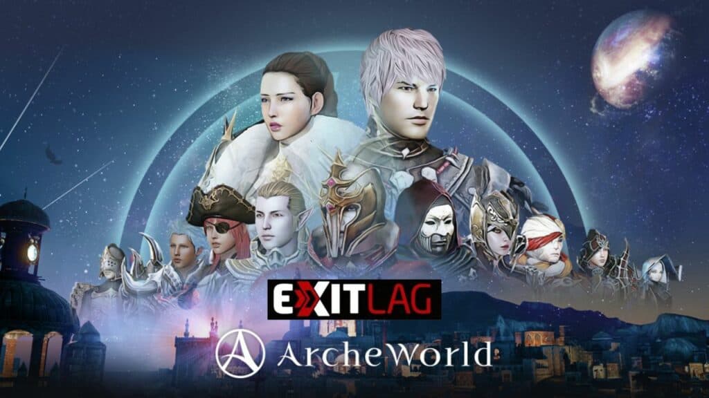 archeworld title screen with exitlag logo added.