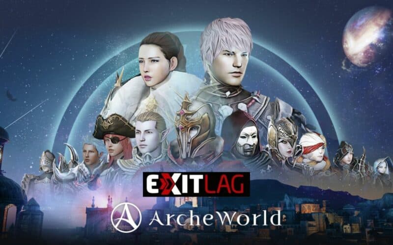 archeworld title screen with exitlag logo added.