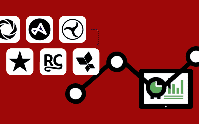 icons of mobile measurement partners and a graph