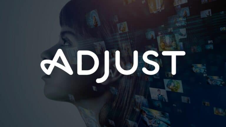 adjust logo over a futuristic abstract image of a female.