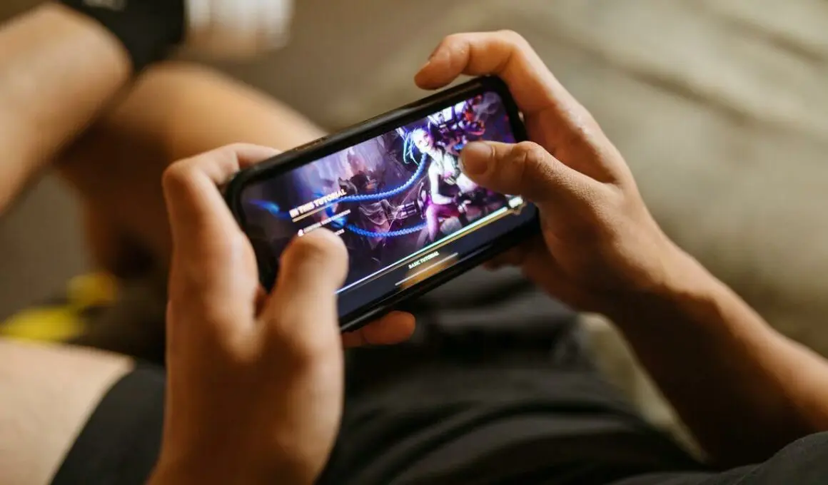 man playing a game on his phone