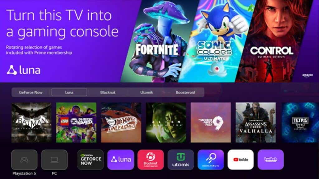 luna cloud gaming service for smart TVs title screen.