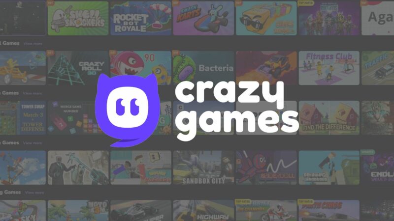 crazygames logo over game thumbnails.