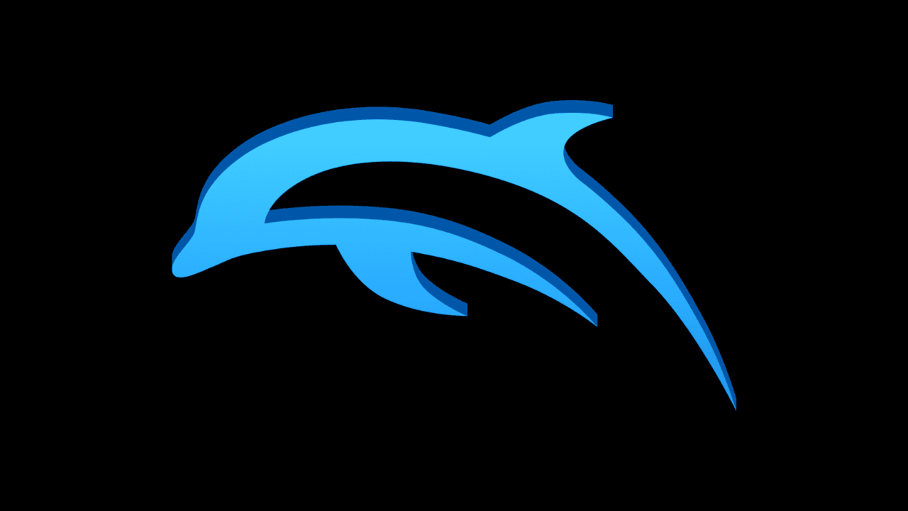 Dolphin Emulator logo, featuring a blue dolphin graphic art.