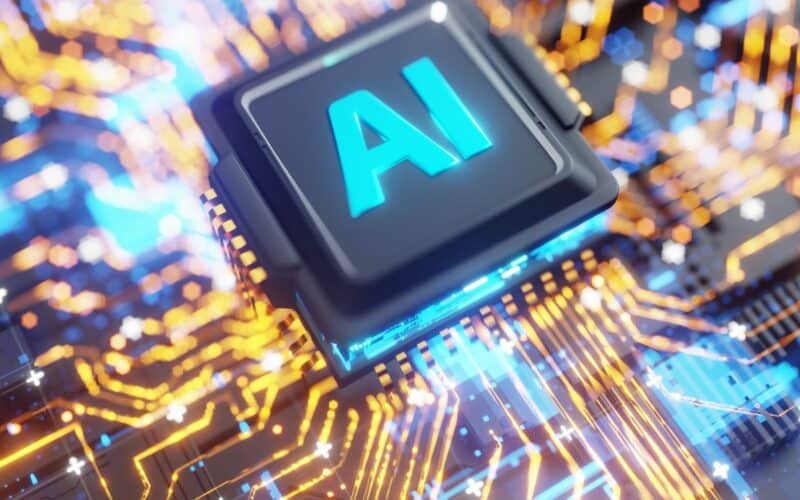 the cover image for article "Six ways artificial intelligence can transform e-commerce marketing campaigns" featuring an AI chip on an integrated circuit.