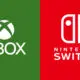 xbox and nintendo switch logos next to each other.