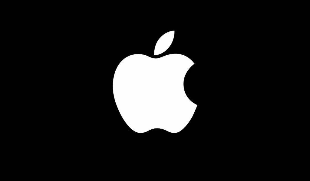 apple logo over black background.
